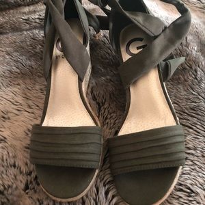 G by Guess Khaki Green Wedge-Heeled Sandal